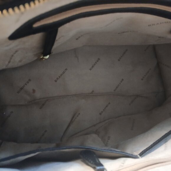 Brahmin Handbag, Black leather with brown trim - Picture 6 of 11